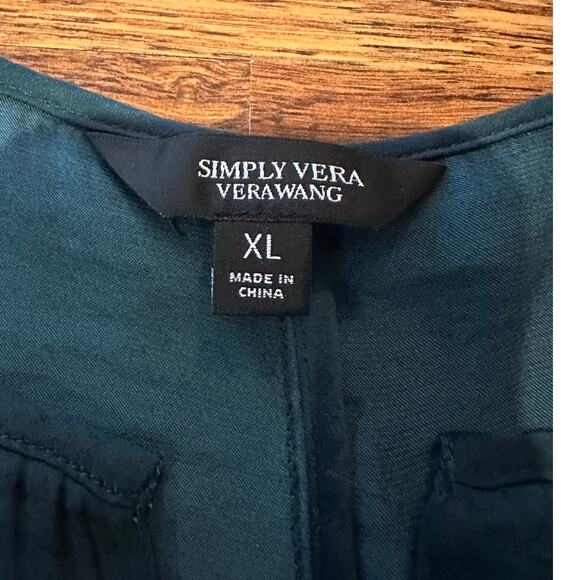 Simply Vera Vera Wang Women’s Long Sleeve Tunic Top Emerald Green Size XL - Picture 3 of 7